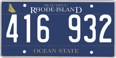 RI license plate 416932