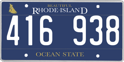 RI license plate 416938