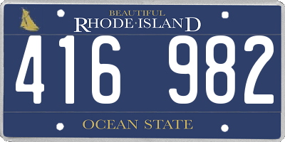 RI license plate 416982