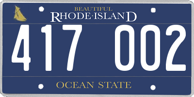 RI license plate 417002