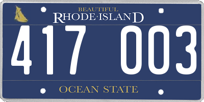 RI license plate 417003