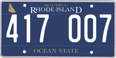 RI license plate 417007