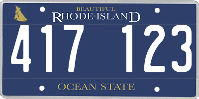 RI license plate 417123