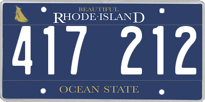 RI license plate 417212
