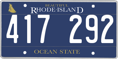 RI license plate 417292