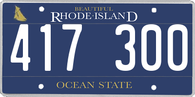 RI license plate 417300