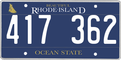 RI license plate 417362