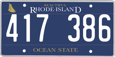 RI license plate 417386