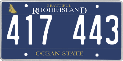 RI license plate 417443