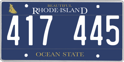 RI license plate 417445