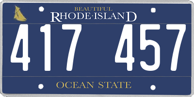 RI license plate 417457