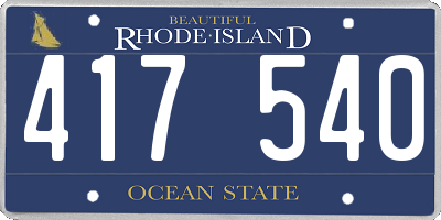RI license plate 417540