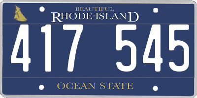 RI license plate 417545