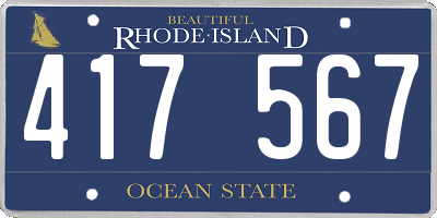 RI license plate 417567