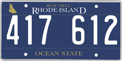 RI license plate 417612