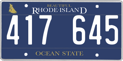 RI license plate 417645