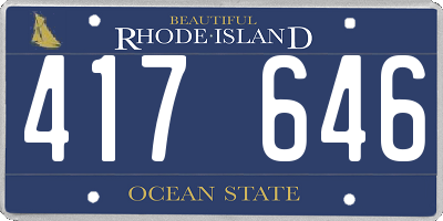 RI license plate 417646