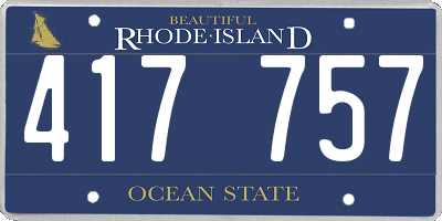 RI license plate 417757