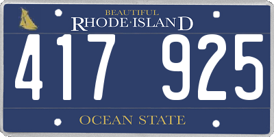 RI license plate 417925