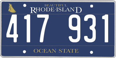 RI license plate 417931