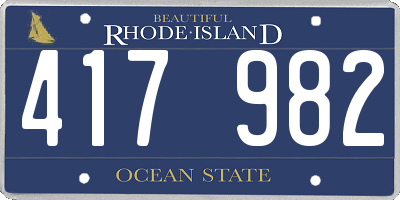 RI license plate 417982