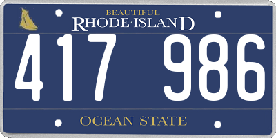 RI license plate 417986