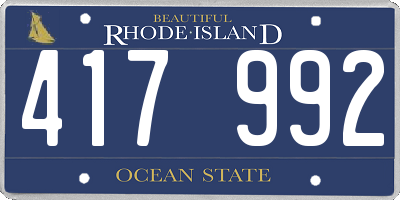 RI license plate 417992