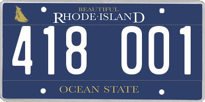 RI license plate 418001
