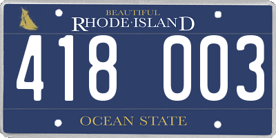 RI license plate 418003
