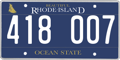 RI license plate 418007