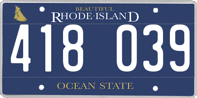 RI license plate 418039