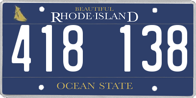 RI license plate 418138