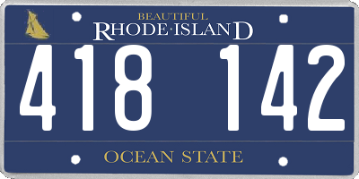 RI license plate 418142