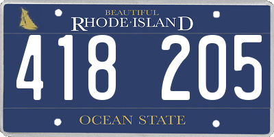 RI license plate 418205