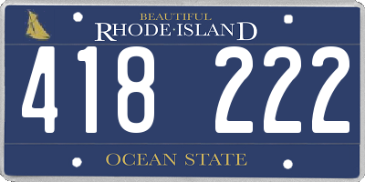 RI license plate 418222