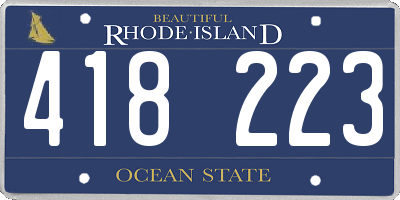 RI license plate 418223