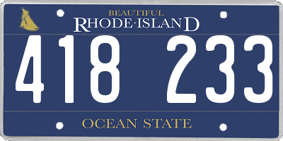 RI license plate 418233