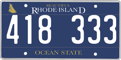 RI license plate 418333