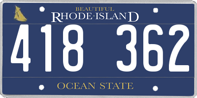RI license plate 418362