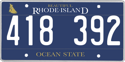 RI license plate 418392