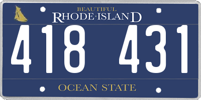 RI license plate 418431