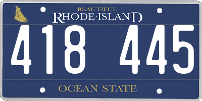 RI license plate 418445