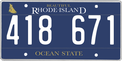RI license plate 418671