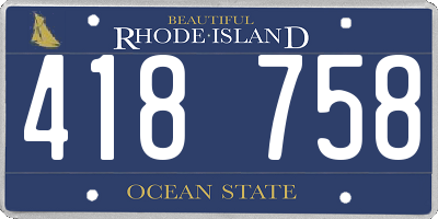 RI license plate 418758