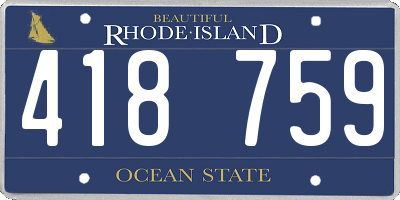 RI license plate 418759