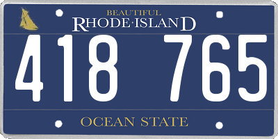 RI license plate 418765