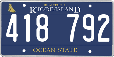 RI license plate 418792