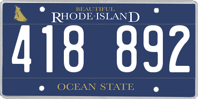 RI license plate 418892