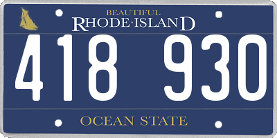 RI license plate 418930