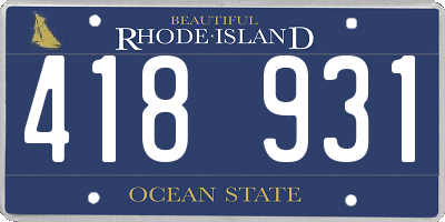 RI license plate 418931